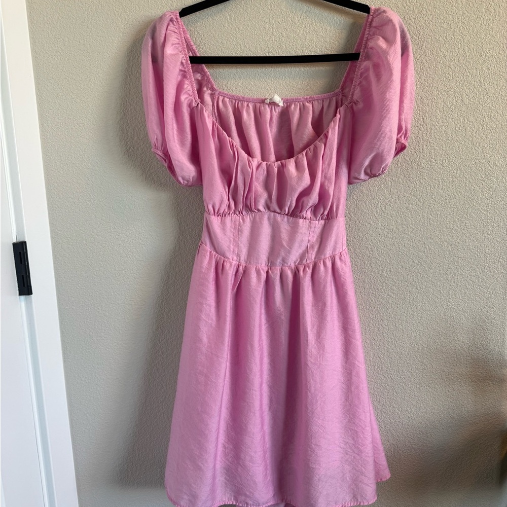 Pink Puff Sleeve Dress